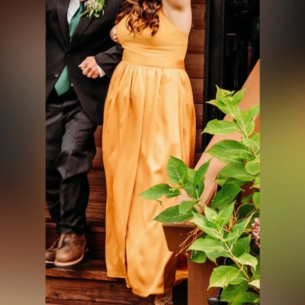 David's Bridal Mustard Maxi Dress - Picture 2 of 4